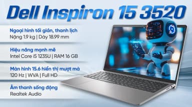 Laptop Dell Inspiron 15 3520 - N3520-i5U165W11SLU-BL (i5 1235U, 16GB, 512GB, Full HD 120Hz, OfficeH24+365, Win11) - 5