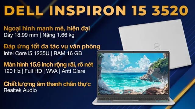 Laptop Dell Inspiron 15 3520 - N5I5057W1 (i5 1235U, 16GB, 512GB, Full HD 120Hz, OfficeHS+365, Win11) - 4