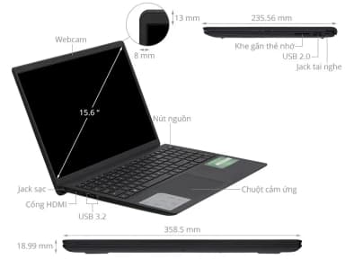 Laptop Dell Inspiron 15 3520 - 71053682 (i7 1255U, 16GB, 512GB, Full HD 120Hz, OfficeHS, Win11) - 6