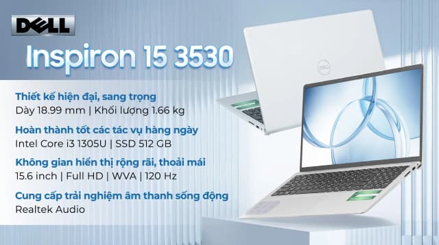 Laptop Dell Inspiron 15 3530 - N3530-i3U085W11SLU (i3 1305U, 8GB, 512GB, Full HD 120Hz, OfficeH24+365, Win11) - 6