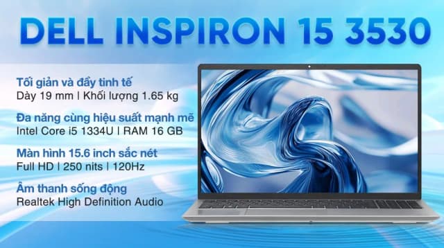 Laptop Dell Inspiron 15 3530 - P16WD21 (i5 1334U, 16GB, 512GB, Full HD 120Hz, OfficeH24+365, Win11) - 3