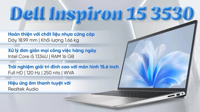Laptop Dell Inspiron 15 3530 - N3530-i5U165W11SLU-HS24 (i5 1334U, 16GB, Full HD 120Hz, OfficeH24+365, Win11) - 4