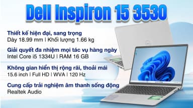Laptop Dell Inspiron 15 3530 - N5I5530W1 (i5 1334U, 16GB, 512GB, Full HD 120Hz, OfficeH24+365, Win11) - 4