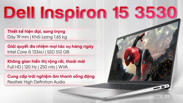 Laptop Dell Inspiron 15 3530 - P16WD22 (i5 1334U, 16GB, 512GB, Full HD 120Hz, OfficeH24+365, Win11) - 4
