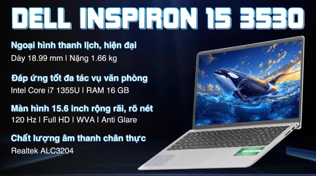 Laptop Dell Inspiron 15 3530 - N5I7421W1 (i7 1355U, 16GB, 512GB, Full HD 120Hz, OfficeHS24+365, Win11) - 4