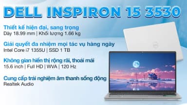 Laptop Dell Inspiron 15 3530 - N3530-i7U161W11SLU (i7 1355U, 16GB, 1TB, Full HD 120Hz, OfficeH24+365, Win11) - 6