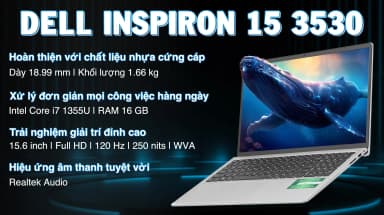 Laptop Dell Inspiron 15 3530 - N3530-i7U161W11SLU-BL (i7 1355U, 16GB, 1TB, Full HD 120Hz, OfficeH24+365, Win11) - 7