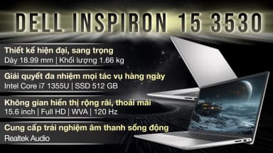 Laptop Dell Inspiron 15 3530 - N5I7216W1 (i7 1355U, 16GB, 512GB, Full HD 120Hz, OfficeH24+365, Win11) - 7