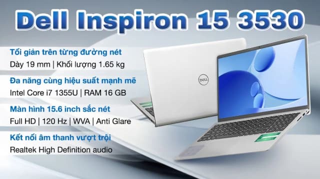 Laptop Dell Inspiron 15 3530 - P16WD (i7 1355U, 16GB, 1TB, Full HD 120Hz, OfficeHS, Win11) - 4