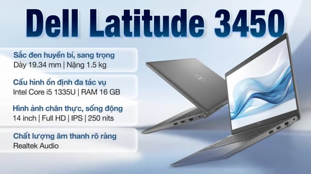 Laptop Dell Latitude 3450 - L3450-1335U-16512WN (i5 1335U, 16GB, 512GB, Full HD, Win11) - 3