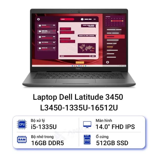 Laptop Dell Latitude 3450 - L3450-1335U-16512WN (i5 1335U, 16GB, 512GB, Full HD, Win11) - 10