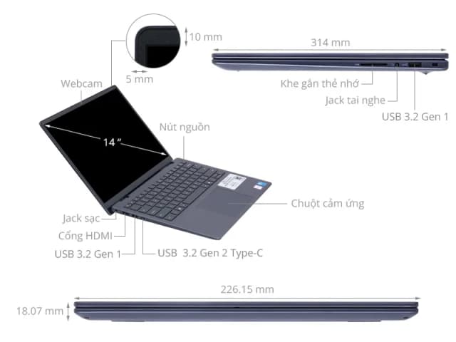 So sánh giá Laptop Dell Pro 14 Essential PV14250 - PV14250-120U-16512W-BL (Core 5 120U, 16GB, 512GB, Full HD+, OfficeH24+365, Win11) rẻ nhất? - Ảnh 7