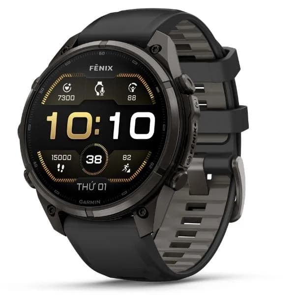 Garmin Fenix 9 Pro Sapphire 47mm viền Titanium Carbon dây silicone - Ảnh 4