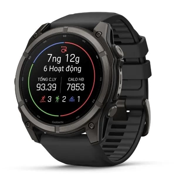 Garmin Fenix 9 Sapphire 51mm viền Titanium Carbon dây silicone - Ảnh 5