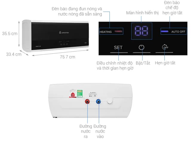 So sánh giá Máy nước nóng gián tiếp Ariston 30 lít 2500W SLIM3 30 LUX rẻ nhất? - Ảnh 3