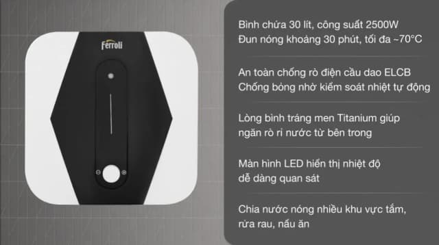 So sánh giá Máy nước nóng gián tiếp Ferroli 30 lít 2500W MIDO SQ rẻ nhất?