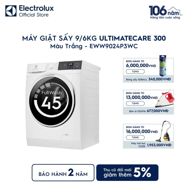 So sánh giá Máy giặt sấy Electrolux UltimateCare 300 Inverter giặt 9 kg - sấy 6 kg EWW9024P3WC rẻ nhất? - Ảnh 10