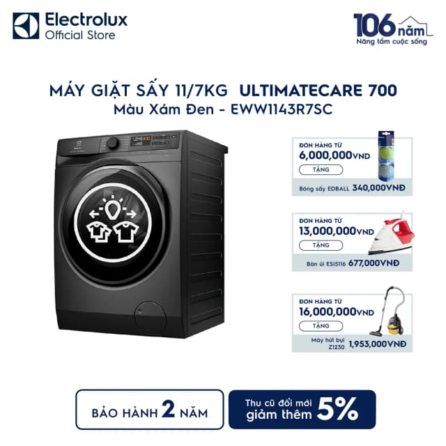 So sánh giá Máy giặt sấy Electrolux UltimateCare 700 Inverter giặt 11 kg - sấy 7 kg EWW1143R7SC rẻ nhất? - Ảnh 11
