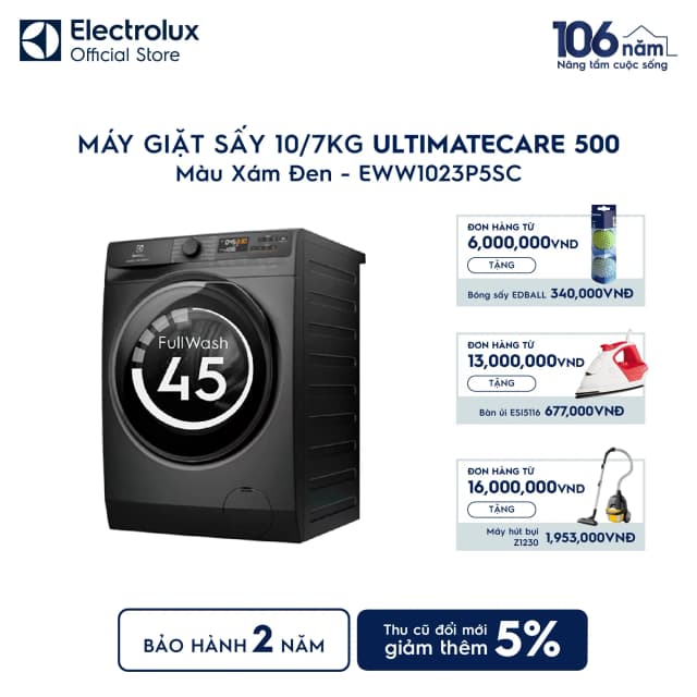 So sánh giá Máy giặt sấy Electrolux UltimateCare 500 Inverter giặt 10 kg - sấy 7 kg EWW1023P5SC rẻ nhất? - Ảnh 4