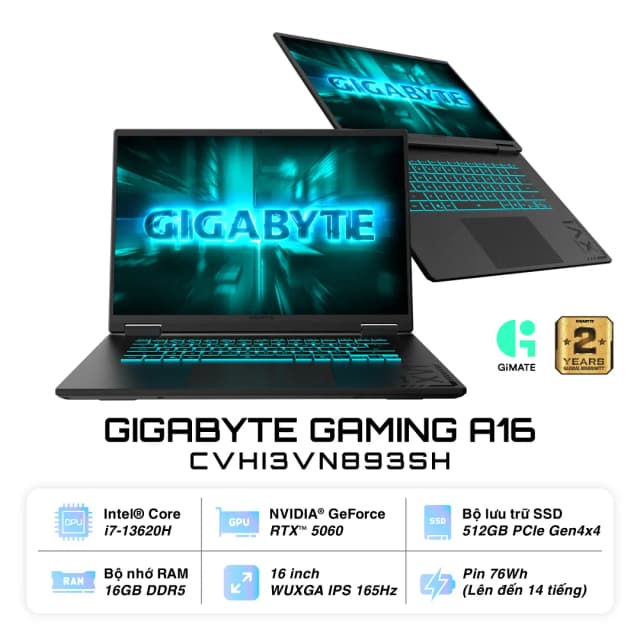 Top 1 so sánh giá Laptop GIGABYTE Gaming A16 GA6H - GAMING-A16-CVHI3VN893SH (i7 13620H, 16GB, 512GB, RTX5060 8GB, WUXGA 165Hz, Win11) - Tìm sản phẩm giá rẻ nhất - Ảnh 4