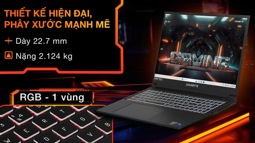 Laptop GIGABYTE Gaming G5 MF5 RC555 - 9RC55MF5FJIINIVN000 (i7 13620H, 16GB, 512GB, RTX 4050 6GB, Full HD 144Hz, Win11) - Giá rẻ nhất hôm nay - Ảnh 13