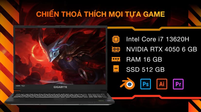 Laptop GIGABYTE Gaming G5 MF5 RC555 - 9RC55MF5FJIINIVN000 (i7 13620H, 16GB, 512GB, RTX 4050 6GB, Full HD 144Hz, Win11) - Giá rẻ nhất hôm nay - Ảnh 8