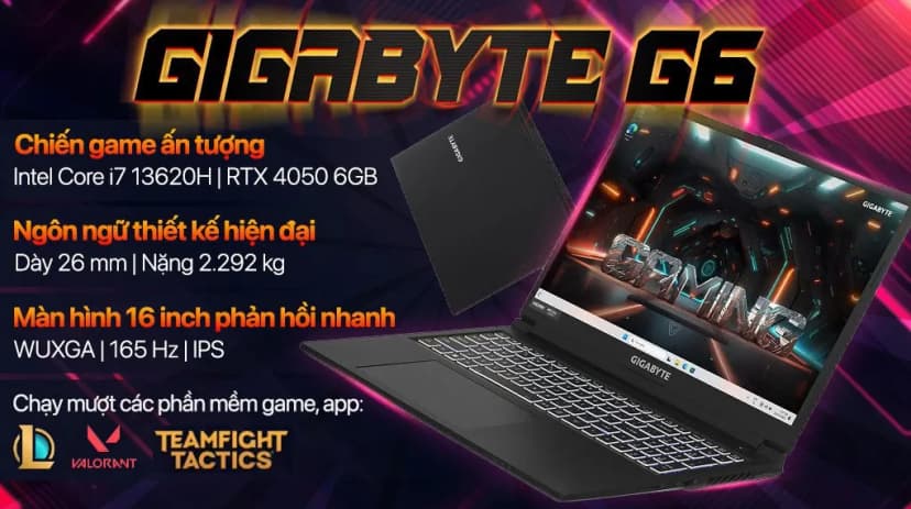 So sánh giá Laptop GIGABYTE Gaming G6 MF RC56 - 9RC56MF0HJIIXIVN000 (i7 13620H, 16GB, 512GB, RTX 4050 6GB, WUXGA 165Hz, Win11) - Tìm sản phẩm giá rẻ nhất - Ảnh 3