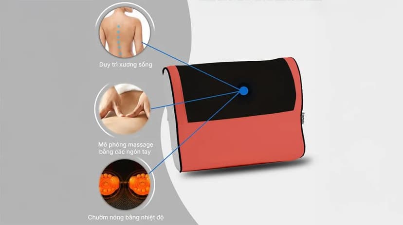 Gối massage Bomidi MP1 - Đen Đỏ - Giá rẻ nhất hôm nay - Ảnh 3