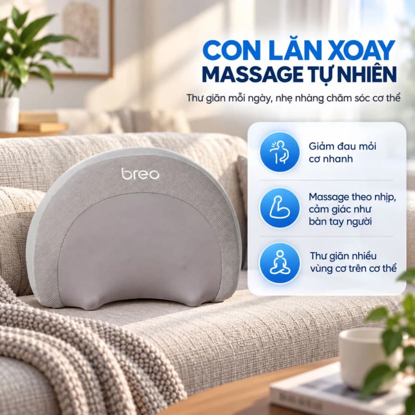 Gối massage Breo P2 Xám - Giá rẻ nhất hôm nay - Ảnh 2