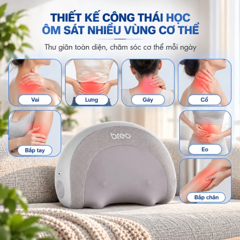 Gối massage Breo P2 Xám - Giá rẻ nhất hôm nay - Ảnh 4