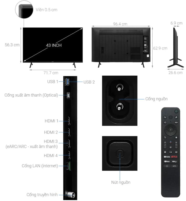 So sánh giá Google Tivi Sony 4K 43 inch K-43S30 rẻ nhất? - Ảnh 6