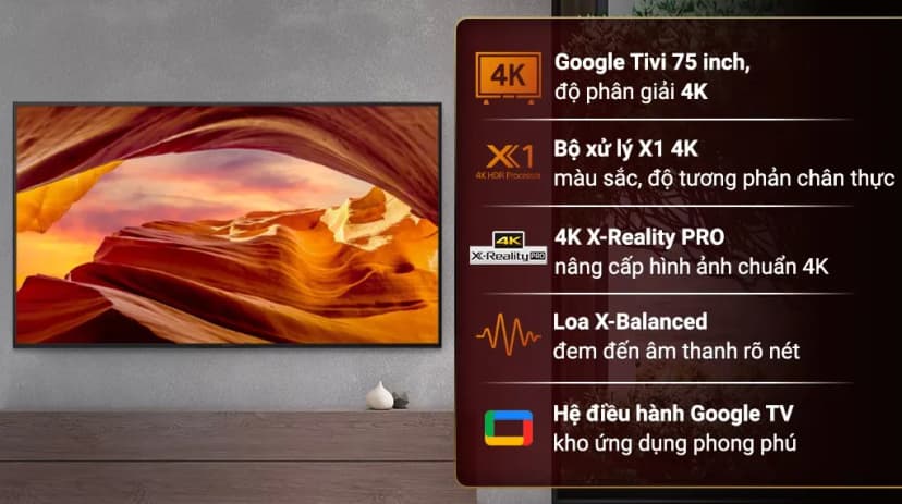 Google Tivi Sony 4K 75 inch KD-75X77L - Giá rẻ nhất hôm nay - Ảnh 3