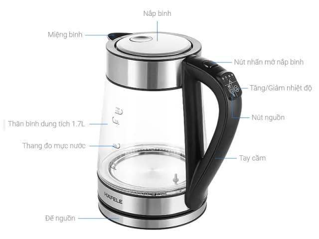 Bình đun siêu tốc Hafele 1.7 lít T-602C (535.43.732) - Ảnh 5