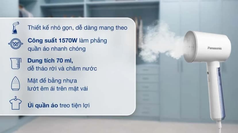 So sánh giá Bàn ủi hơi nước cầm tay Panasonic NI-GHD015WRA 1570W - Tìm sản phẩm giá rẻ nhất - Ảnh 1