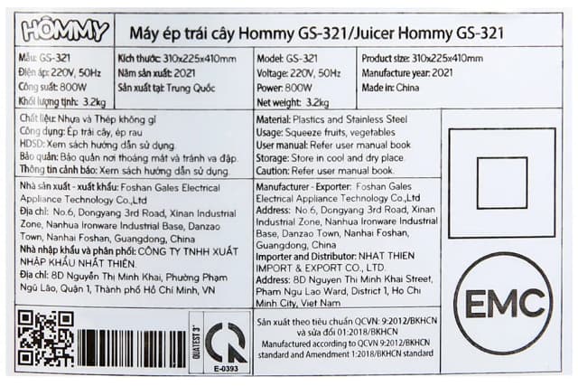 Top 1 so sánh giá Máy ép trái cây Hommy GS-321 - Tìm sản phẩm giá rẻ nhất - Ảnh 27