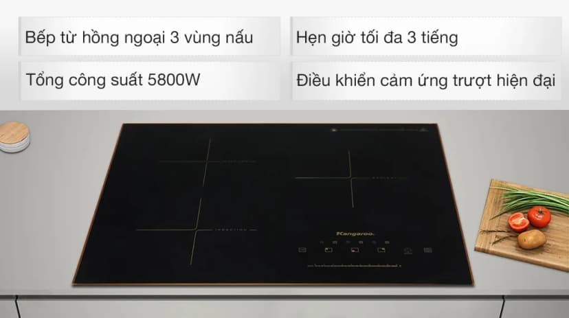 Bếp từ hồng ngoại 3 vùng nấu âm Kangaroo KG446i 5800W - Giá rẻ nhất hôm nay - Ảnh 2