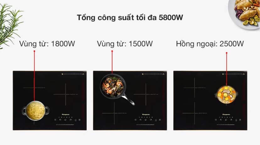 Bếp từ hồng ngoại 3 vùng nấu âm Kangaroo KG446i 5800W - Giá rẻ nhất hôm nay - Ảnh 6