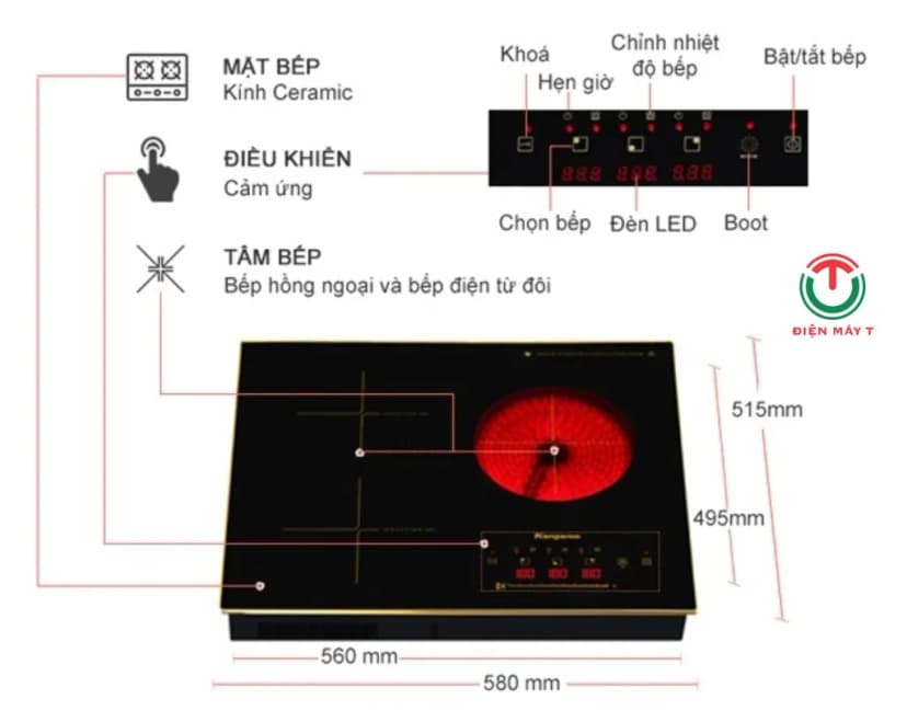 Bếp từ hồng ngoại 3 vùng nấu âm Kangaroo KG446i 5800W - Giá rẻ nhất hôm nay - Ảnh 9