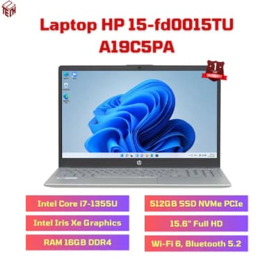 Laptop HP 15 fd0015TU - A19C5PA (i7 1355U, 16GB, 512GB, Full HD, Win11) - 16