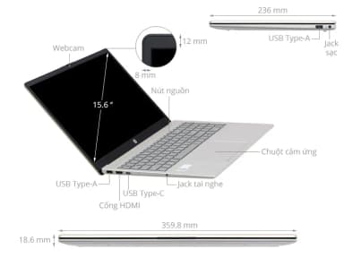 Laptop HP 15 fd0234TU - 9Q969PA (i5 1334U, 16GB, 512GB, Full HD, Win11) - 7