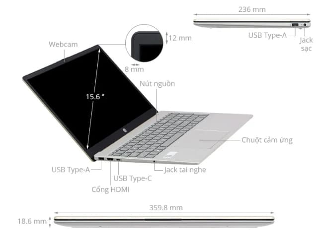 Laptop HP 15 fd0234TU - 9Q969PA (i5 1334U, 16GB, 512GB, Full HD, Win11) - 7