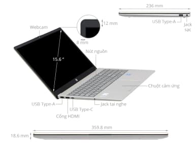 Laptop HP 15 fd0303TU - A2NL4PA (i3 1315U, 8GB, 512GB, Full HD, Win11) - 6