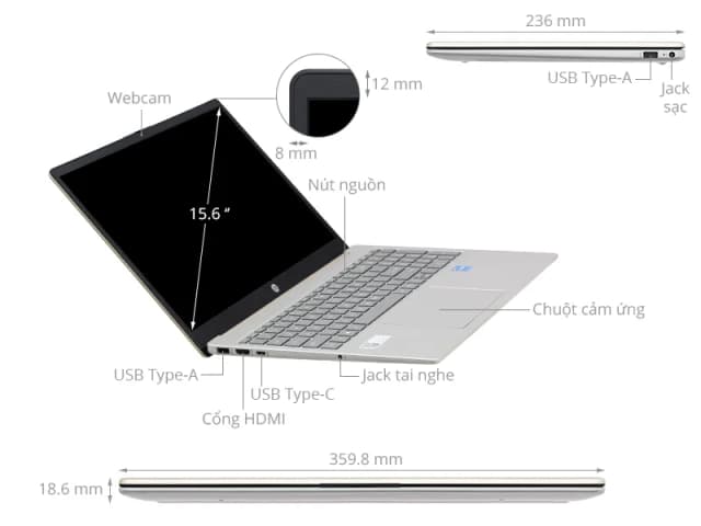 Laptop HP 15 fd0303TU - A2NL4PA (i3 1315U, 8GB, 512GB, Full HD, Win11) - 6