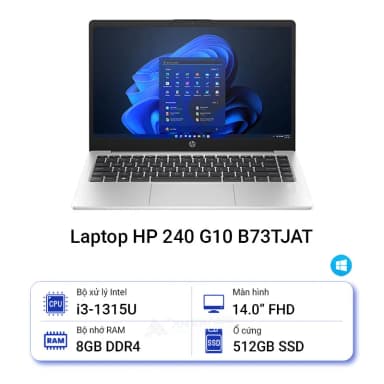 Laptop HP 240 G10 - B73TJAT (i3 1315U, 8GB, 512GB, Full HD, Win11) - 15