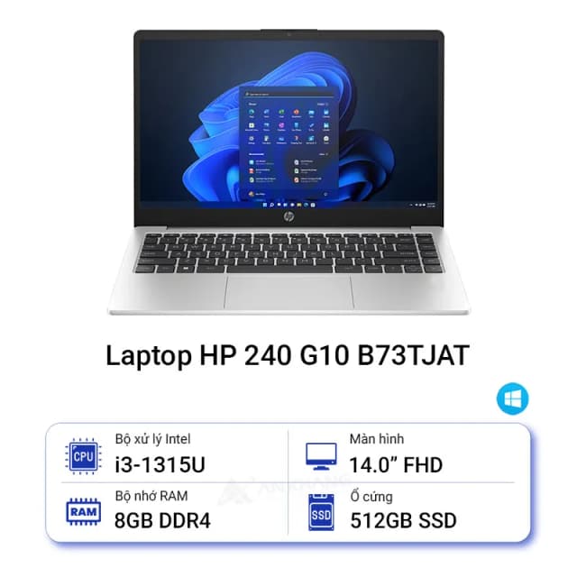 Laptop HP 240 G10 - B73TJAT (i3 1315U, 8GB, 512GB, Full HD, Win11) - 15