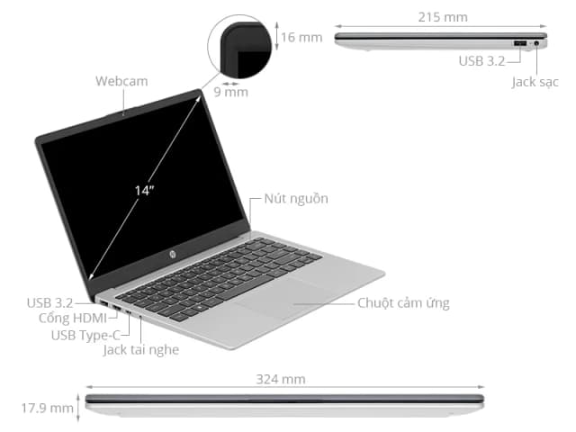 Laptop HP 245 G10 - A20TDPT (R5 7530U, 8GB, 512GB, Full HD, Win11) - 5