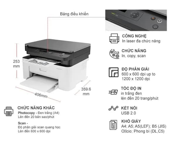 So sánh giá Máy in laser trắng đen đa năng HP LaserJet MFP 136a (4ZB85A) rẻ nhất? - Ảnh 12