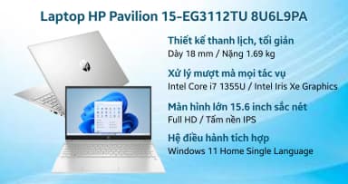 Laptop HP Pavilion 15 eg3112TU - 8U6L9PA (i7 1355U, 16GB, 512GB, Full HD, Win11) - 15