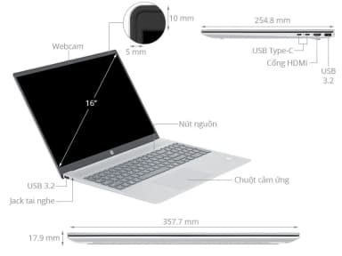 Laptop HP Pavilion 16 af0055TU - AY8C4PA (Ultra 5 125U, 16GB, 512GB, WUXGA, OfficeHS+365, Win11) - 4