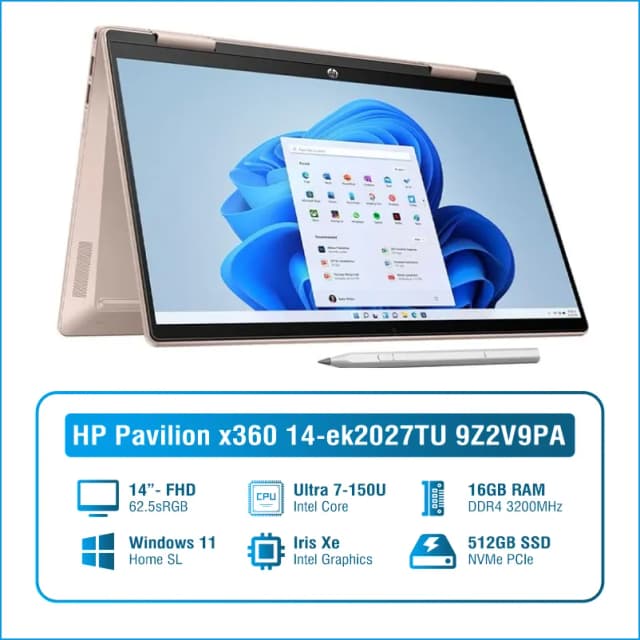 Laptop HP Pavilion X360 14 ek2027TU - 9Z2V9PA (Core 7 150U, 16GB, 512GB, Full HD, Cảm ứng, Win11) - 19